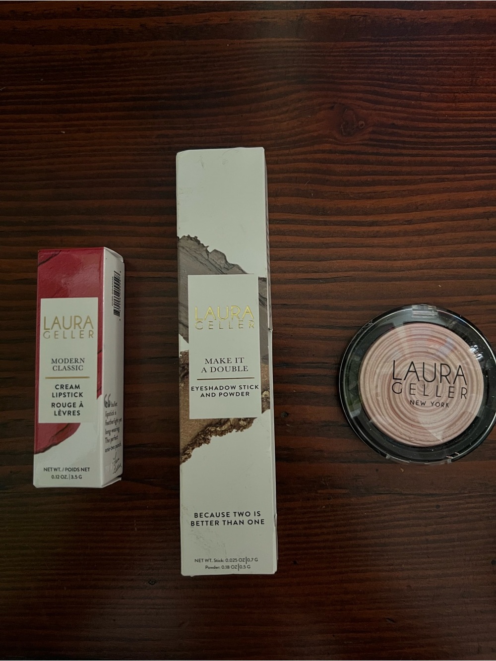 Laura Geller Pink Baked Highlighter, Shadow Stick & Lip Color Set